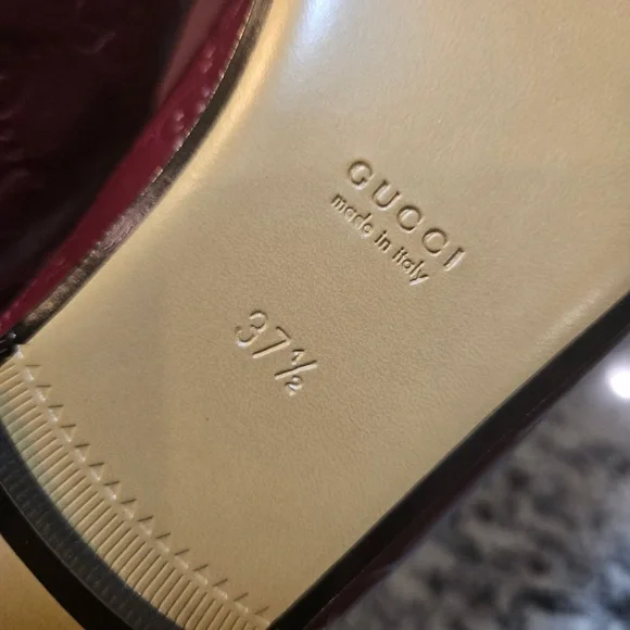 NEW Gucci Burgundy Princetown Leather Mules with Horsebit Detail Size 37.5 - Picture 11 of 12